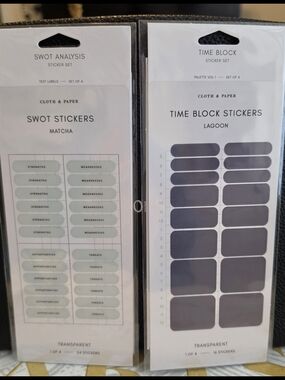 Cloth & Paper Time Block + SWOT Sticker Sets — Lagoon & Matcha